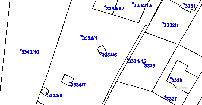 Parcela st. 3334/6 v KÚ Střekov, Katastrální mapa