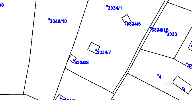 Parcela st. 3334/7 v KÚ Střekov, Katastrální mapa
