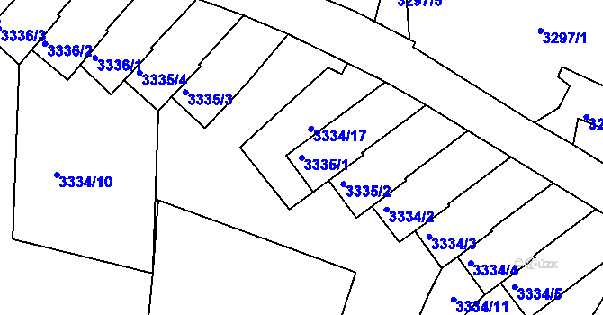 Parcela st. 3335/1 v KÚ Střekov, Katastrální mapa