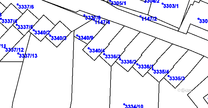 Parcela st. 3336/3 v KÚ Střekov, Katastrální mapa