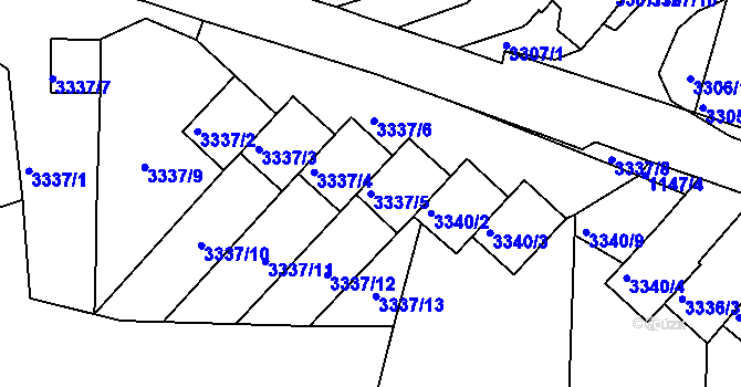 Parcela st. 3337/5 v KÚ Střekov, Katastrální mapa