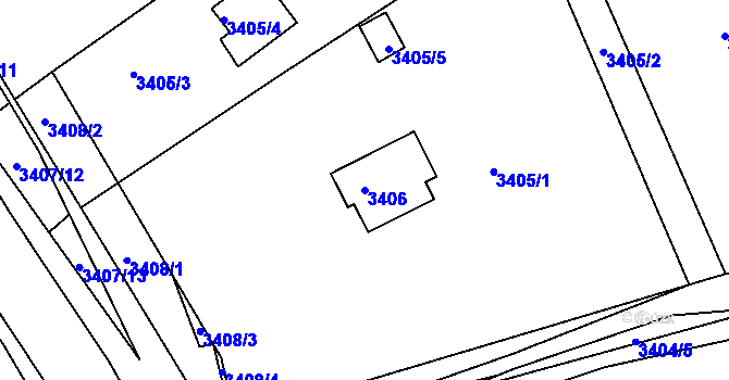 Parcela st. 3406 v KÚ Střekov, Katastrální mapa