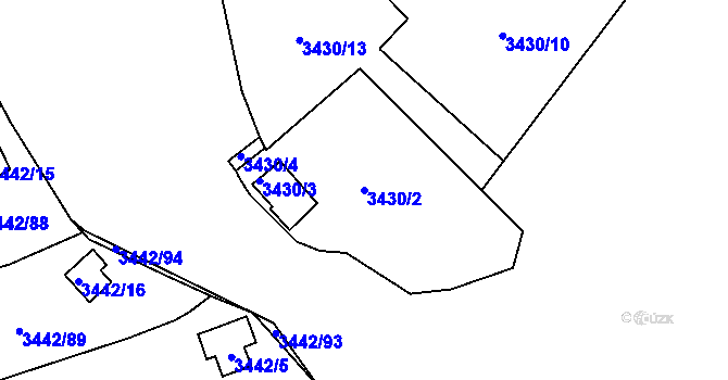 Parcela st. 3430/2 v KÚ Střekov, Katastrální mapa