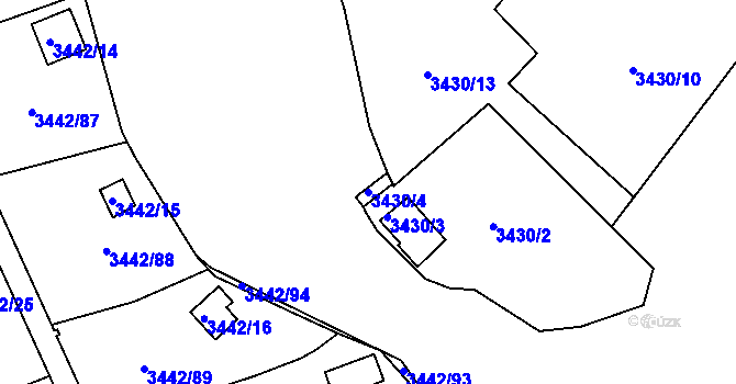 Parcela st. 3430/4 v KÚ Střekov, Katastrální mapa