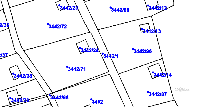 Parcela st. 3442/1 v KÚ Střekov, Katastrální mapa