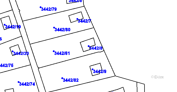 Parcela st. 3442/8 v KÚ Střekov, Katastrální mapa