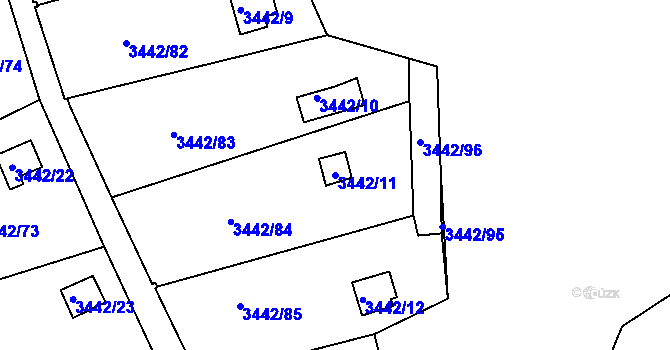 Parcela st. 3442/11 v KÚ Střekov, Katastrální mapa