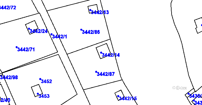 Parcela st. 3442/14 v KÚ Střekov, Katastrální mapa