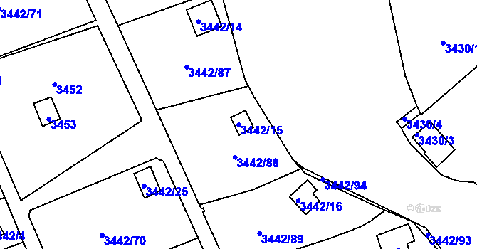 Parcela st. 3442/15 v KÚ Střekov, Katastrální mapa