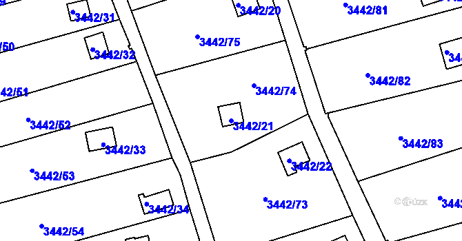 Parcela st. 3442/21 v KÚ Střekov, Katastrální mapa
