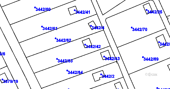 Parcela st. 3442/42 v KÚ Střekov, Katastrální mapa