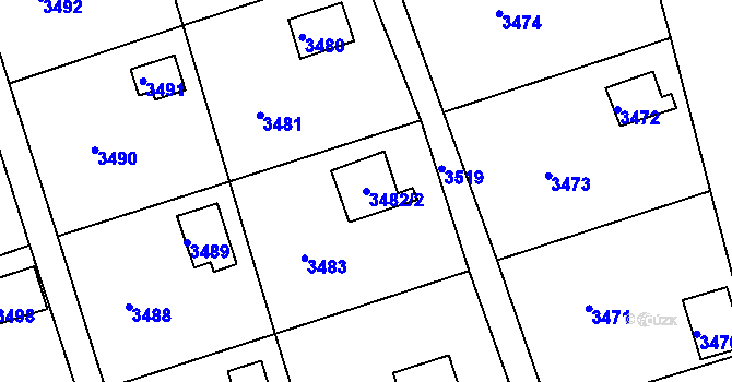 Parcela st. 3482/2 v KÚ Střekov, Katastrální mapa