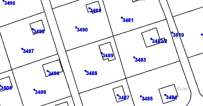 Parcela st. 3489 v KÚ Střekov, Katastrální mapa