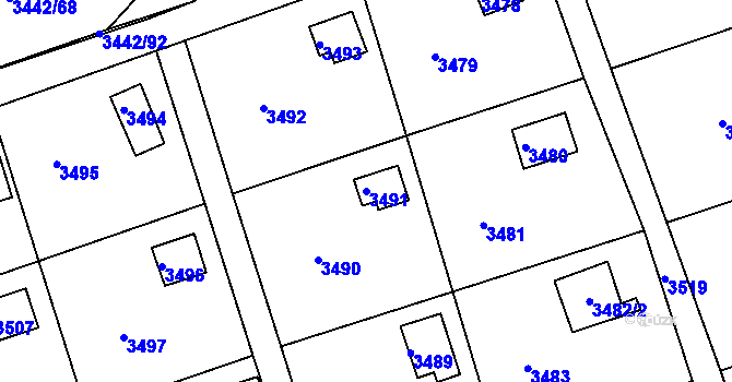 Parcela st. 3491 v KÚ Střekov, Katastrální mapa