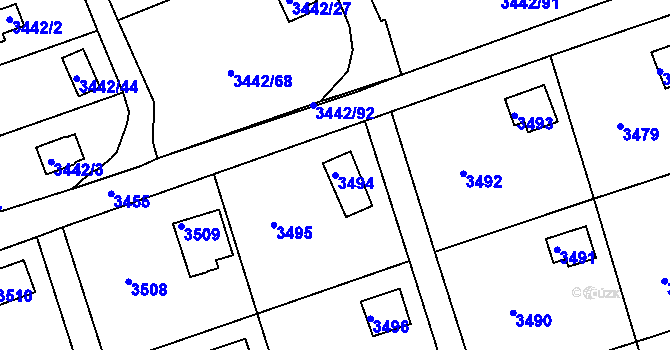 Parcela st. 3494 v KÚ Střekov, Katastrální mapa