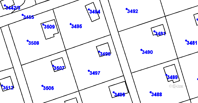 Parcela st. 3496 v KÚ Střekov, Katastrální mapa