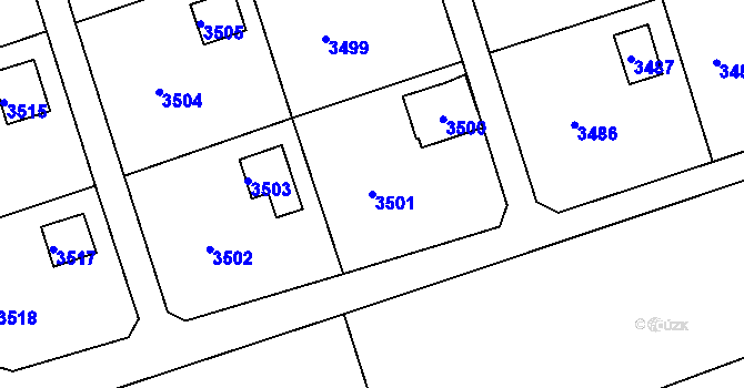 Parcela st. 3501 v KÚ Střekov, Katastrální mapa