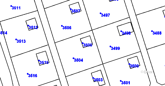 Parcela st. 3505 v KÚ Střekov, Katastrální mapa