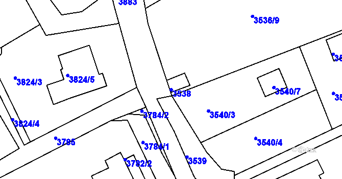 Parcela st. 3538 v KÚ Střekov, Katastrální mapa