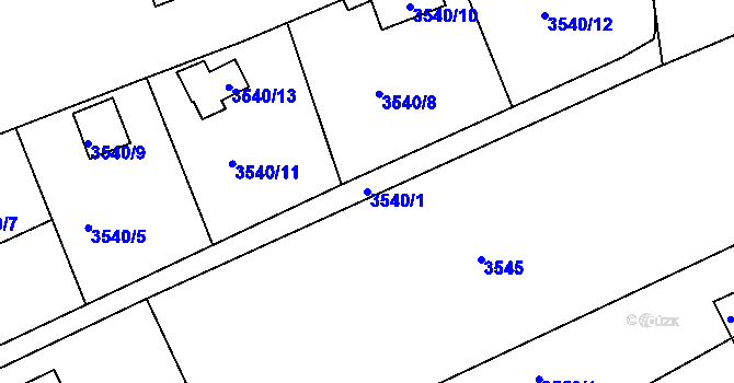 Parcela st. 3540/1 v KÚ Střekov, Katastrální mapa