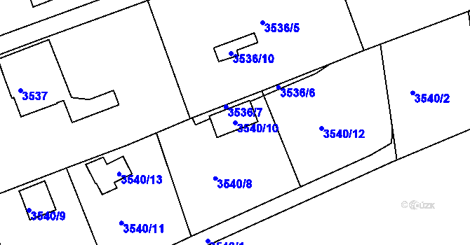 Parcela st. 3540/10 v KÚ Střekov, Katastrální mapa
