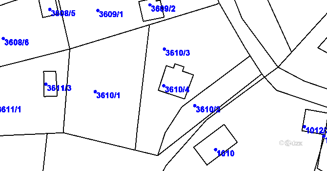 Parcela st. 3610/4 v KÚ Střekov, Katastrální mapa