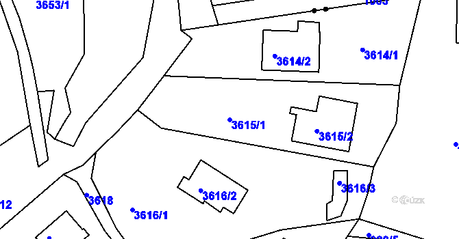 Parcela st. 3615/1 v KÚ Střekov, Katastrální mapa