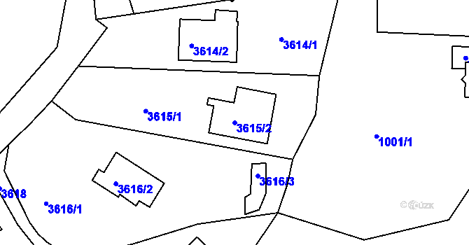 Parcela st. 3615/2 v KÚ Střekov, Katastrální mapa