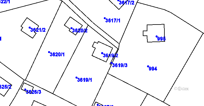 Parcela st. 3619/2 v KÚ Střekov, Katastrální mapa