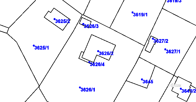 Parcela st. 3626/2 v KÚ Střekov, Katastrální mapa