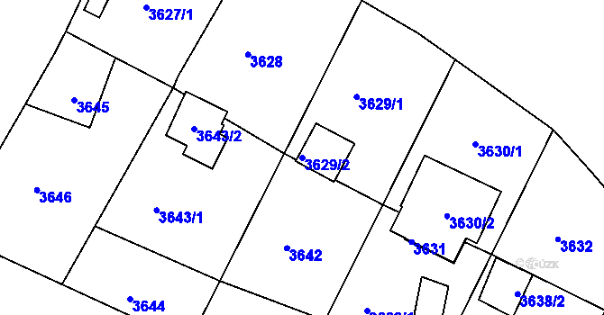 Parcela st. 3629/2 v KÚ Střekov, Katastrální mapa