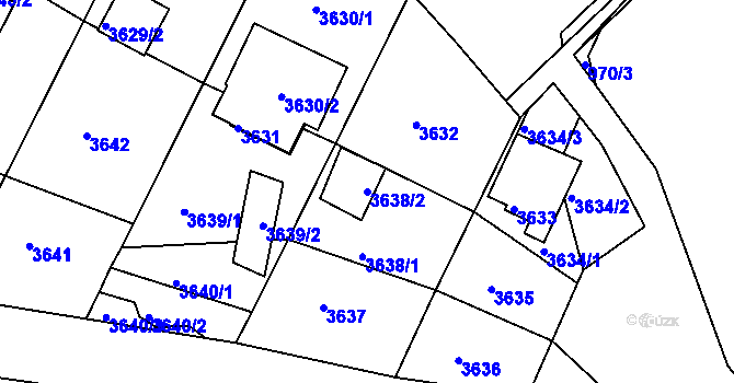 Parcela st. 3638/2 v KÚ Střekov, Katastrální mapa