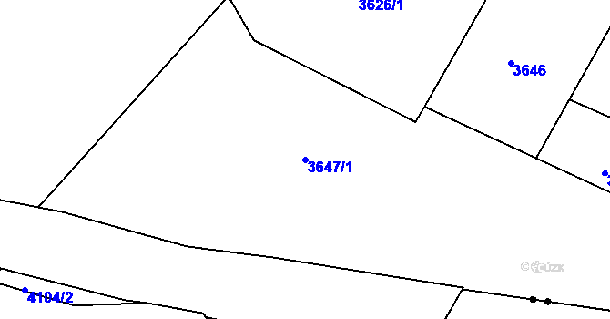 Parcela st. 3647/1 v KÚ Střekov, Katastrální mapa