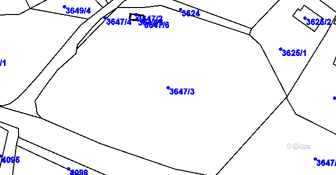 Parcela st. 3647/3 v KÚ Střekov, Katastrální mapa