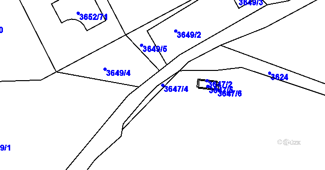 Parcela st. 3647/4 v KÚ Střekov, Katastrální mapa