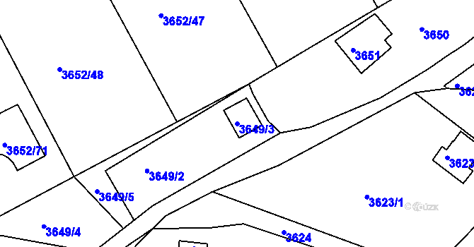 Parcela st. 3649/3 v KÚ Střekov, Katastrální mapa