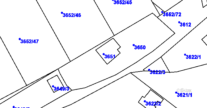 Parcela st. 3651 v KÚ Střekov, Katastrální mapa