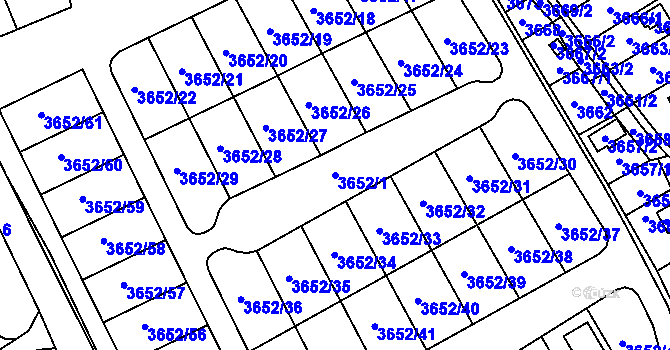 Parcela st. 3652/1 v KÚ Střekov, Katastrální mapa