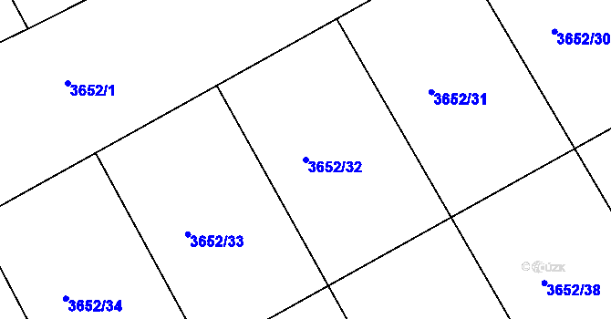 Parcela st. 3652/32 v KÚ Střekov, Katastrální mapa