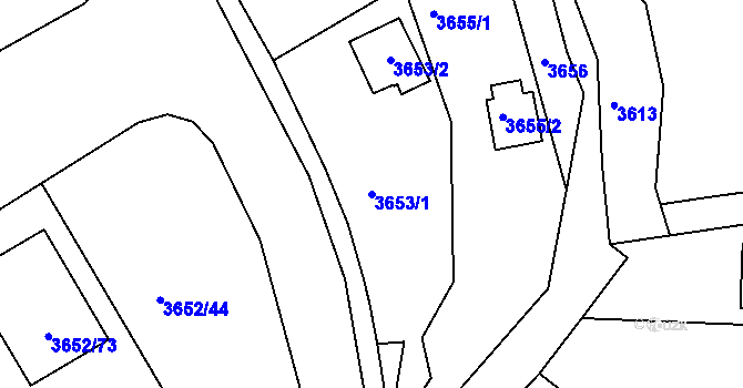Parcela st. 3653/1 v KÚ Střekov, Katastrální mapa