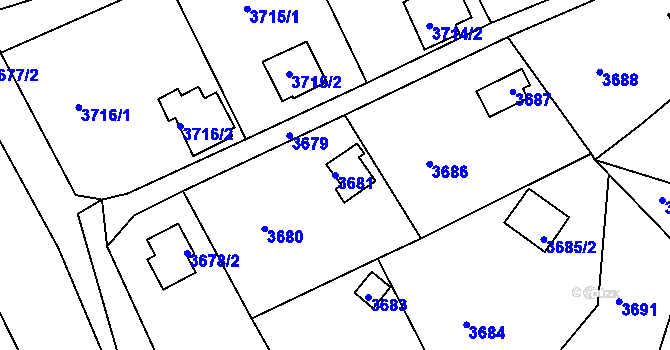 Parcela st. 3681 v KÚ Střekov, Katastrální mapa