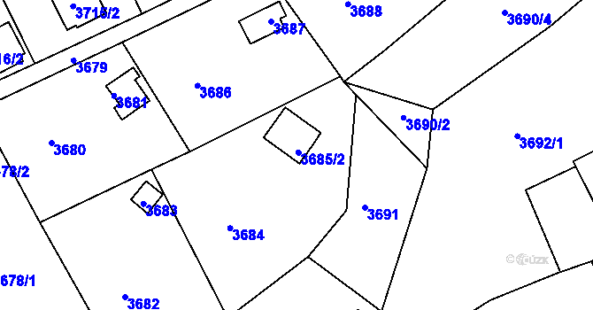 Parcela st. 3685/1 v KÚ Střekov, Katastrální mapa