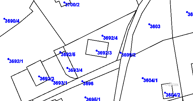 Parcela st. 3692/3 v KÚ Střekov, Katastrální mapa