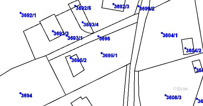 Parcela st. 3695/1 v KÚ Střekov, Katastrální mapa