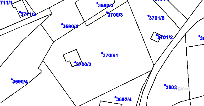 Parcela st. 3700/1 v KÚ Střekov, Katastrální mapa