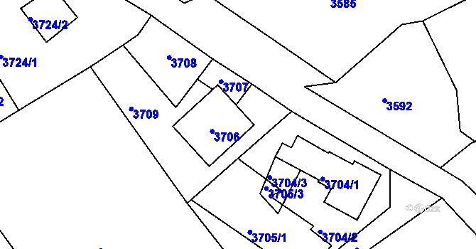 Parcela st. 3706 v KÚ Střekov, Katastrální mapa