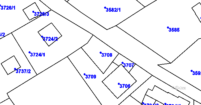 Parcela st. 3708 v KÚ Střekov, Katastrální mapa