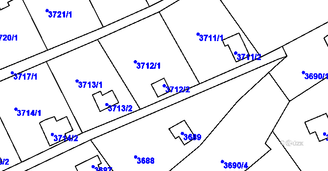 Parcela st. 3712/2 v KÚ Střekov, Katastrální mapa