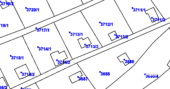 Parcela st. 3713/2 v KÚ Střekov, Katastrální mapa
