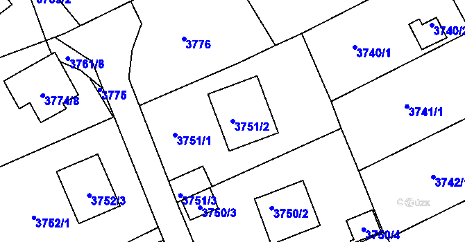Parcela st. 3751/2 v KÚ Střekov, Katastrální mapa